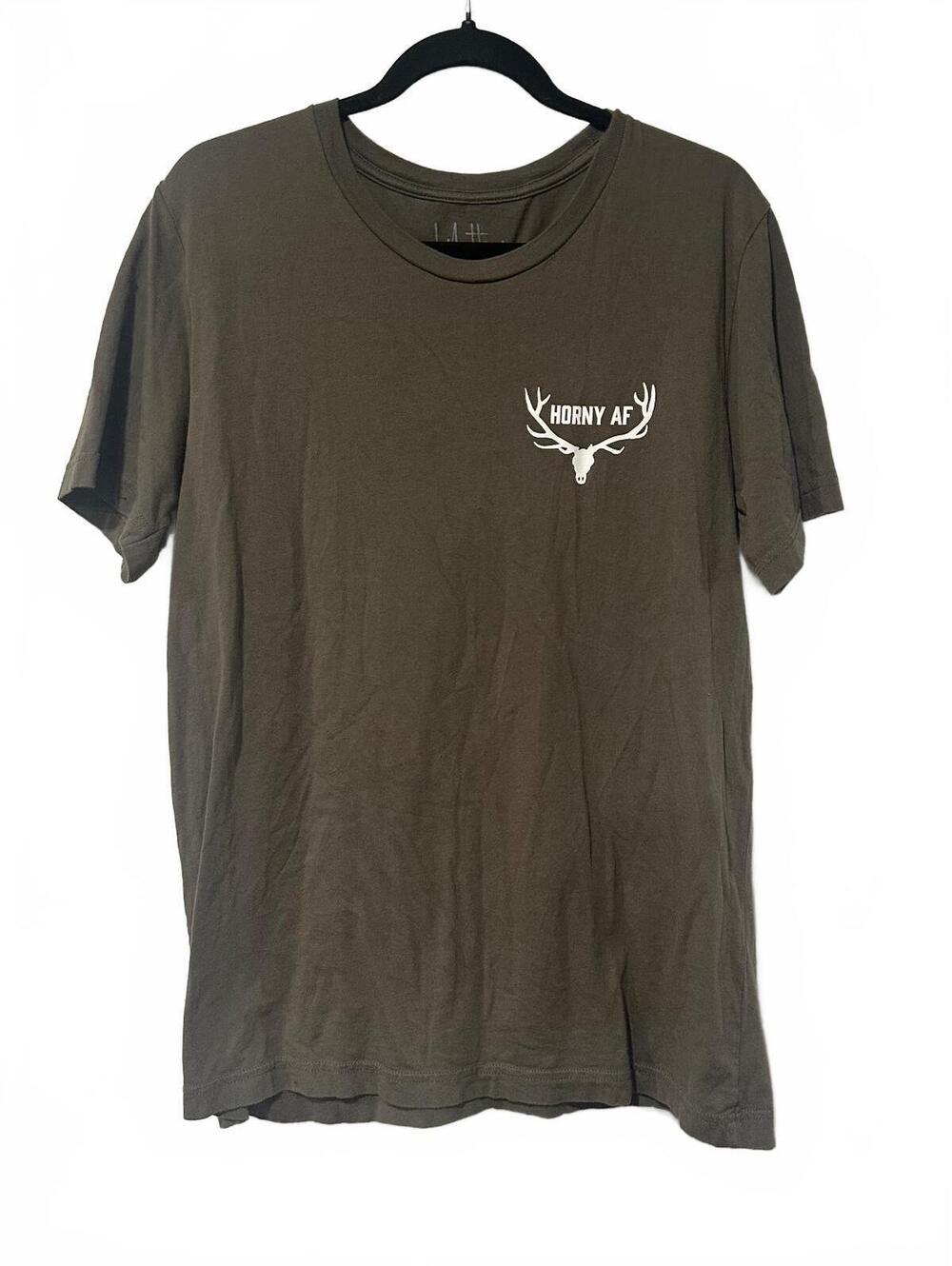 Filthy greenish brown graphic T-shirt